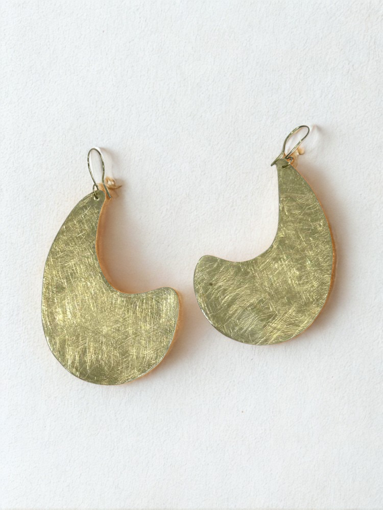 Χειροποίητα Κρεμαστά Σκουλαρίκια από Αλπακά σε Σχήμα Μισοφέγγαρου