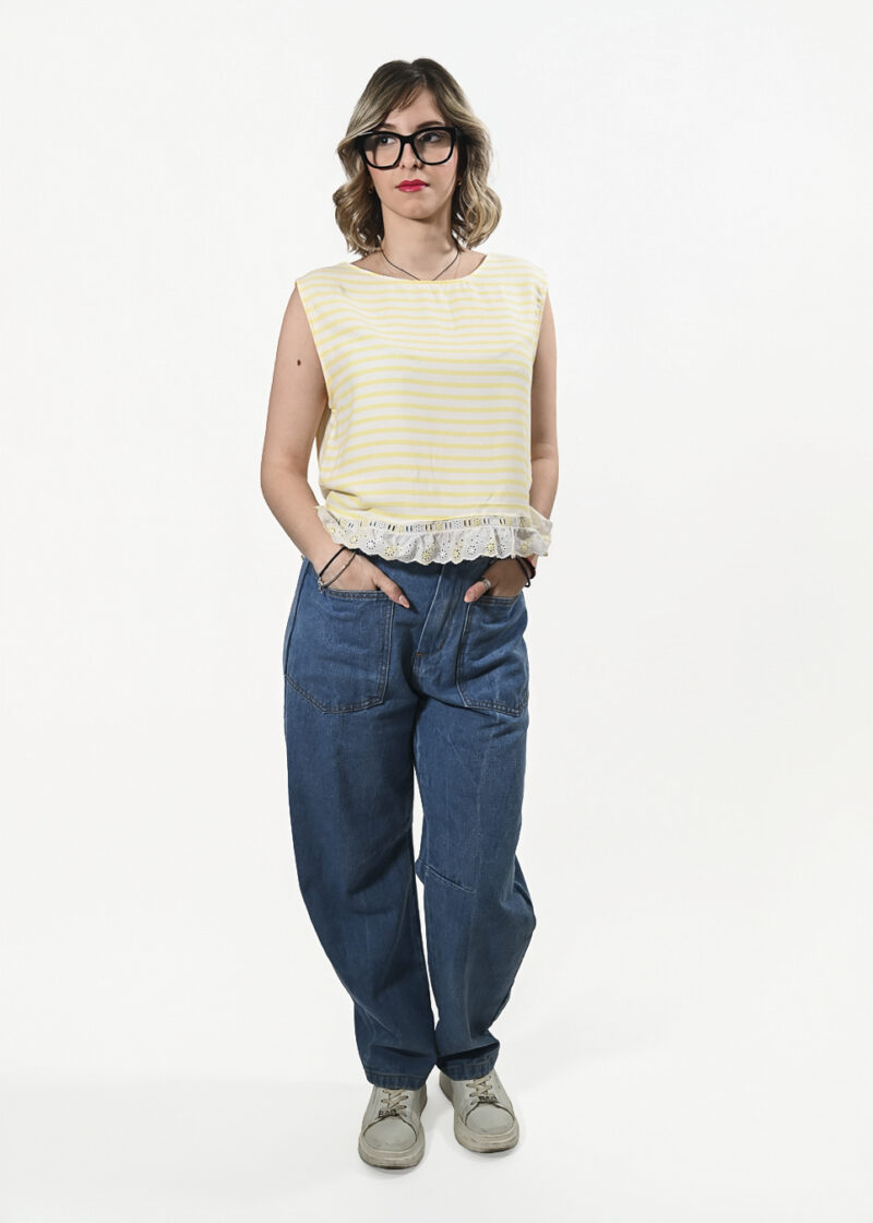 Γυναικείο Τζιν Παντελόνι Mom Fit με Λάστιχο στη Μέση