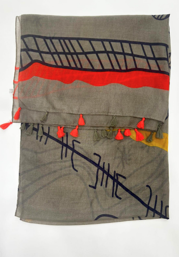 Γυναικείο Φουλάρι Boho Abstract με Φουντάκια 182x85 εκ. – Πολύχρωμο Fashion Scarf