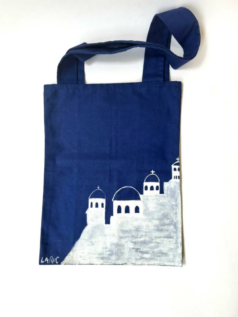 Tote Bag Ζωγραφισμένη στο Χέρι – Καλλιτεχνική Τσάντα Ώμου Μικρού Μεγέθους