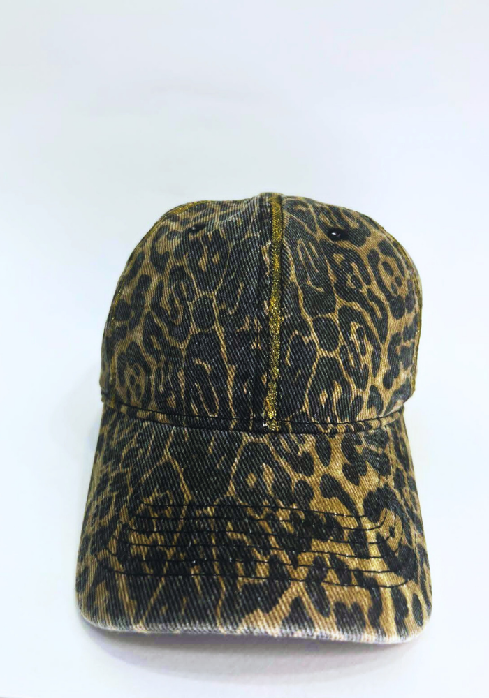 Leopard Τζόκεϊ Καπέλο με Χρυσές Λεπτομέρειες Ζωγραφισμένες στο Χέρι