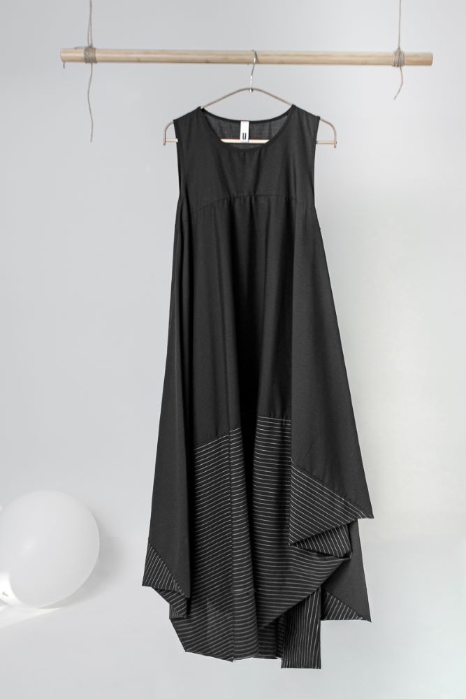 Ασύμμετρο Γυναικείο Φόρεμα One Size σε Μαύρο – Oversized Midi/Maxi